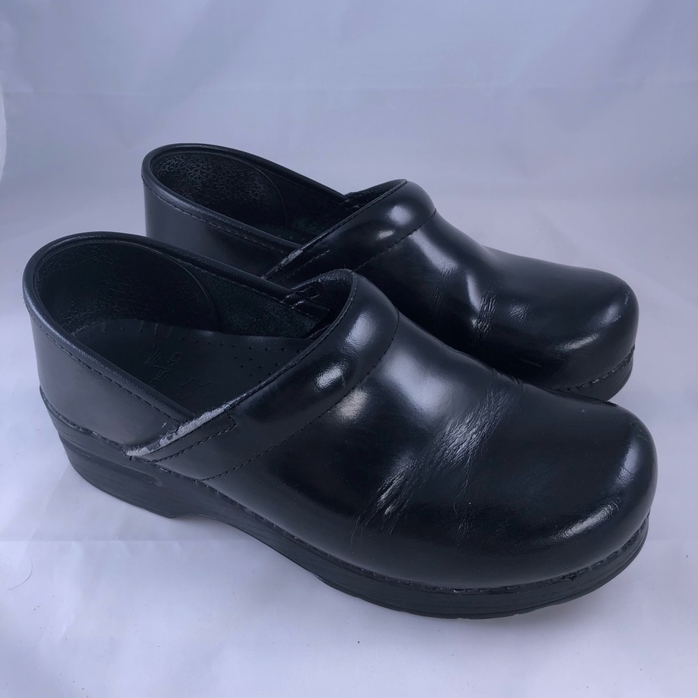Dansko Black Leather Nursing Clogs